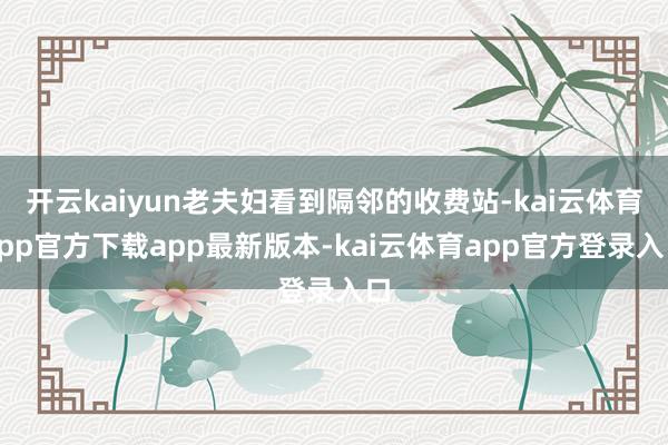 开云kaiyun老夫妇看到隔邻的收费站-kai云体育app官方下载app最新版本-kai云体育app官方登录入口