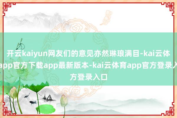 开云kaiyun网友们的意见亦然琳琅满目-kai云体育app官方下载app最新版本-kai云体育app官方登录入口